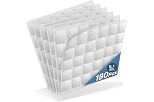 Kuchoow Podkładki samoprzylepne, dwustronne, bez śladów, 180 sztuk, dwustronne naklejki, nadają się do prania, przezroczyste, zdejmowana, dwustronna taśma klejąca, bardzo mocne (25 x 25 x 1 mm)