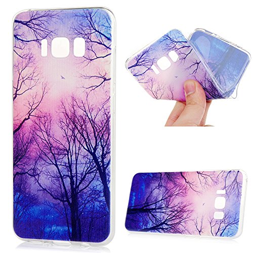 Lanveni Samsung Galaxy S8 Hülle, Handyhülle Galaxy S8 Case Etui Protective Case Cover TPU Silikon Schutzhülle Bumper Handytasche TPU-Bumper Weiche Silikon Case mit Bunte Gemalt Design (Woods)