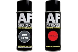 Alex Flittner Designs, vernice spray per auto, set adatto per VW/Volkswagen, grigio islandese Perl LK7X, vernice base trasparente, 400 ml