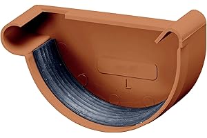 INEFA Dachrinnen Endstück halbrund, PVC NW 150, links Braun Dachrinnenzubehör, einfache Steckmontage, Made in Germany