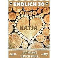 Geburtstagsgeschenk 30 Jahre für Frauen - Motiv: Holzherz - Personalisiertes Geschenk für Freundin, Schwester oder Tante - Jahrgang 1987, 1977, etc.