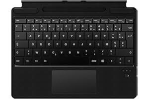 Qulose Surface Pro Clavier Français pour Microsoft Surface Pro 8/Pro 9/Pro X/Pro 11, Clavier AZERTY via Bluetooth, Type Cover Batterie Rechargeable Intégrée/Pavé Tactile Multi-Gestes/Porte-Crayon Noir