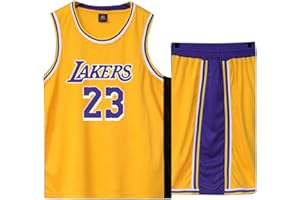 LJWLCH Basketball Trikot für Lebron Raymone James No.23 Lakers Fans Basketball ärmellose Anzug Kinder Erwachsene schwarz lila Sportswear T-Shirt Weste + Shorts jugendlich weiß gelb Sweatshirt