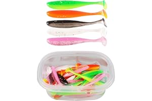 LERPWIGE 50pcs Soft Silicone Fishing Lures Worm Baits Paddle Tail Swim Bait Artificial Swimbait Saltwater Fishing Worm Lure Artificial Fishing Lure Fishing Tackle Accessories