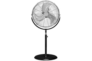 TROTEC Ventilador de pie TVM 18 S, 100 W, 3 velocidades, Portátil, Regulable hasta en 110°, Pie de apoyo estable y antideslizable, Silencioso, Hogar, Oficina, Negro