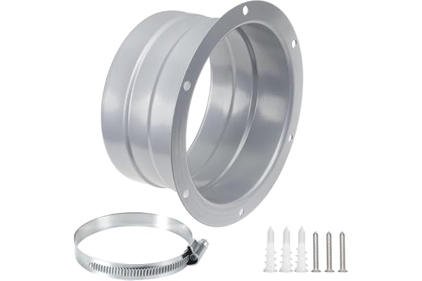 GmwyCzV 100 mm metallfläns luftventilation, runt rör, väggflänsanslutning av rostfritt stål, fläns, runt rör, adapter med slangklämmor av rostfritt stål och väggflänsskruvar, för frånluftsslang