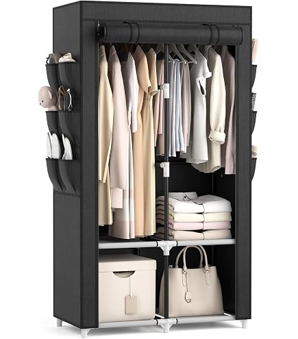 axentia Stoffschrank in Blau, Stahlrohrgestell mit Vliesstoff, Kleiderschrank mit Kleiderstange und Bodenplatte, Maße: ca. 75 x 50 x 150 cm Küche, Haushalt & Wohnen
