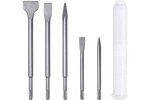 flintronic Set di 5 scalpelli SDS Plus, 2scalpello a punta e 3 piatti, grande strumento di perforazione per calcestruzzo e piastrelle