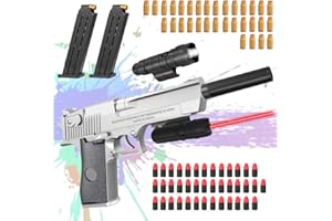 DADAZHENXUAN Kinder Pistole mit Schalldämpfer,Soft Bullet Toy Gun Pistole,Wüstenadler,1:1 Schaumstoff-Blaster Toy Gun,Pistolen-Spielzeug-Schaumstoff-Blaster,Spielzeug Pistole m1911 für Kinder (silbrig)