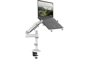 NB North Bayou Supporto per Computer Portatile Con Vassoio Regolabile per 10-17" Notebook Tablet, Braccio di Movimento Completo con Piastra VESA per 17-30 Pollici Schermo del Computer H100-FP Bianco