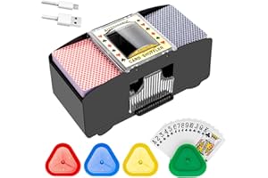 Joycabin Kartenmischmaschine 2 Decks, Automatischer Kartenmischer mit 4 Spielkartenhalter, USB-C Elektrischer Kartenmischer Card Shuffler für Spielkarten, UNO, Blackjack,Texas Hold'em, Omaha, Poker