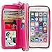Produktbild HARRMS Apple iPhone 5/5S/SE Leder Hülle Flip Case Handytasche und Brieftasche mit Standfunktion Kredit Karten Fach mit Unsichtbarem Magnet, Pink