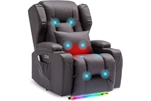 ‎SAMERY SAMERY Relaxsessel Elektrisch Massagesessel Fernsehsessel mit Liegefunktion Vibration Heizung, Relaxsessel & -liegen mit LED/USB, Kinosessel TV Sessel Wohnzimmer Schlafzimmer Braun 7815