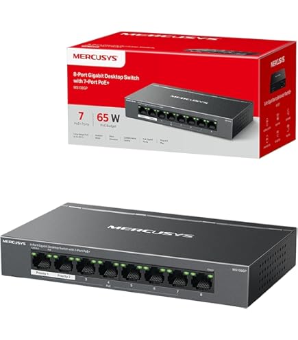 Cudy 6-poorts Poe switch 10/100 Mbps, 60 W, 4 Poe/Poe poorten, Unmanaged Switch, CCTV modus, VLAN, geen extra voeding, FS1006P