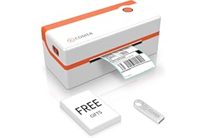 K COMER Thermal Label Printer 150mm/s- Desktop 4x6 Commercial Direct Thermal Shipping Label Printer for Barcodes UPS FedEx Amazon Ebay Shopify Etsy on Windows/Mac (White RX106F)