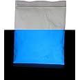 Glomania Glow in The Dark Neutral Invisible Strontium Aluminate Glow in The Dark Fluorescent Pigment Powder FREE UV Black Light (White glows BLUE, 1oz)