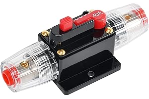 RED WOLF 40 Amp Circuit Breaker Protection Audio Inline Quick Breaker Fuse Holder Inverter w/Manual Reset Suitable for Car Solar Inverter System Protection DC 12V-24V