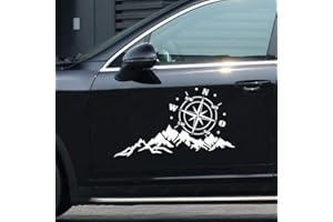 Mioloe Autocollant de Voiture Boussole de Montagne Graphiques, 2 pièces 3D Capot de Voiture Auto Corps côté Porte Vinyle Autocollant étanche, 56x30 cm