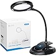 eSynic Black Magnifying Glass with Light Flexible Magnifying Lamp Rechargeable Magnifier with Light and Desk Maginifier Lamp With 15 Bright LEDs a 5x &10x Optical Lens Perfect for Reading Craft etc