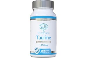 SWISS BIOENERGETICS Taurine Supplement 1500mg 60 Day Supply - High Strength Pure L-Taurine Capsules with No fillers, Binders or Flow Agents - an Essential Amino Acid Suitable for Vegetarians and Vegans - Made in The UK