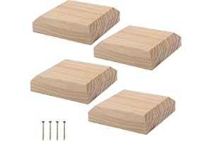 ACESOME 7,6 cm x 7,6 cm stolplock, trä uppsättning med 4 stolpkåpor av furu, obehandlade trästolpar, skydd för staketstolpar och insynsskydd med skruvar (7,6 cm x 7, 6 cm, 4 stycken)