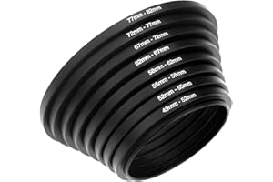 TRPOEY 9 Stück Teiliges Filteradapter Set, 9er Step up Ringe Set kompatibel mit Canon Nikon Sony Sigma Tamron, Kamera Objektiv Filter Metall Step Up Ringe 37-49-52-55-58-62-67-72-77-82mm