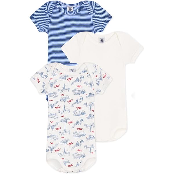 Lot De 3 Bodies Bébé Petit Bateau Manches Courtes - 100% Coton - Mixte