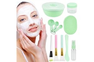 EMAGEREN Zestaw 9 pędzli do masek na twarz, silikonowych pędzli do masek, miękkie pędzle do twarzy, maski, pędzle do twarzy, plastikowa miska do mieszania, zestaw do masek na twarz DIY