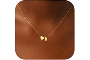 RMMD Kette Gold Silber Damen - 18K Gold/Weißgold Vergoldet Herz Goldkette mit Buchstaben Kette Damen Halskette Schmuck Personalisierte Geschenk für Frauen Mädchen Freundin