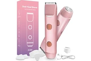 ‎AOMEES AOMEES Intimrasierer für Frauen, 2-in-1 Elektrischer Damenrasierer, IPX7 Wasserdicht, Kabellos & Wiederaufladbar, Sanfter Trimmer für Gesicht, Körper & Bikinizone, Geschenk für Frauen