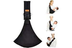 SHUOHONG Fascia Porta Bebe, Fascia Neonato, Marsupio Bambino Fino a 15 Kg, Baby Carrier, Verstellbare Schulter Babytrage, Cintura Ergonomica per Marsupio per Bambini di, Facile da Indossare (Nero)