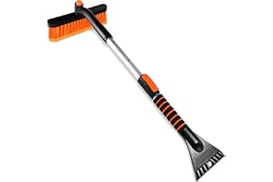‎SEAAES SEAAES Auto Eiskratzer, 2 in 1 Auto Reinigungsbürste Schneebürste Schneebesen Drehbarer Bürstenkopf mit Ergonomischem Schaumstoffgriff für Auto SUV LKW Windschutzscheibe (Orange)