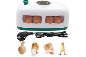 8 Eier Inkubator Hühner Brutmaschine für Geflügeleier, Kleiner Eierbrutschrank in Zugform mit Led-eilicht, Digitale Temperaturregelung Brutautomat Zum Brüten von Vögeln, Wachteln und Tauben (Weiß)