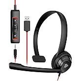NUBWO USB Headset with Microphone for PC, Computer Headphones with Noise Cancelling Microphone for Office Work, Zoom Calls, O