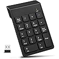 BUYFLUX Wireless Numeric Keypad, 2.4Ghz 18Keys USB Silent Number Pad, Portable Keyboard for Laptop Desktop PC Computer Tablet (Black)