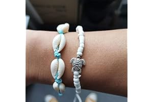 TseenYi Bracelet de cheville créatif rétro avec breloques de tortue et de coquillage pour femme et fille