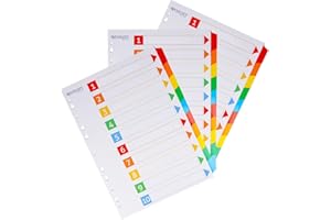 ‎WESTCOTT Westcott Register für Ordner A4 (3er-Set) | 3 x Trennblätter für Din A4 Ordner | 10 beschriftbare Tabs in 5 Farben als Ordner Organizer | Robuste 160g/m² mit Eurolochung | E-1733311 00