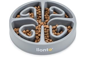 lionto Anti Schling Napf für Hunde & Katzen, Ø 20 cm, Höhe 4,5 cm, Fassungsvermögen von bis zu 450 g, Rutschfester Hundenapf aus lebensmittelechtem Kunststoff, bis zu 100° spülmaschinenfest, hellgrau