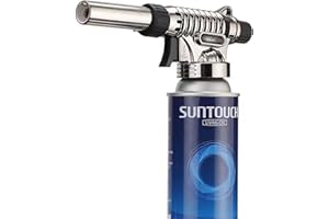 septseven Brûleur à flamme de cuisine, brûleur à gaz butane professionnel rechargeable avec flamme réglable, pour crème brûlée, rôtir, cuire au four, griller