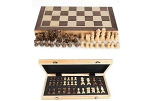 EVERGD Wooden Chess Set Magnetic Pieces Travel Chess Set For Kids Adults Folding Wooden Chess Set Chess Board Game Portable 12x12 inch