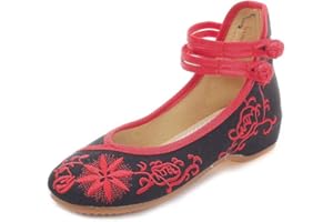 Lazutom Vintage Chinese Style Women Embroidered Shoes Mary Jane Qipao Dress Shoes