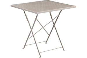 Flash Furniture Table de Patio Pliante carrée en Acier de qualité Commerciale Gris Clair 71,1 cm