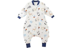 Fauxpont Pijama para bebé, Bolsa Dormida Manga Separable, Bebé Saco de Dormir con pies para Invierno para Niños Niñas, Altura 70-110cm (80-90 cm, B)