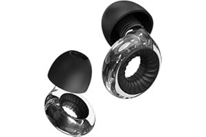 NAILGELER Tappi Orecchie Dormire, 4 taglie Tappi per Orecchie Antirumore XS/S/M/L, Riduzione del rumore 25-32dB, Antirumore in Silicone Riutilizzabili, Protezione udito morbida per riduzione(Trasparente+Nero)