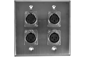 Seismic Audio SA-PLATE30 Stainless Steel Wall Plate -2 Gang with 4 XLR Female Connectors for Cable Installation