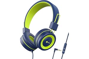 iClever Bambini Cuffie, Sicuro Filo Bambini Head Set Sopra l' Orecchio, 85/94dB Volume Limited, bambini cuffie con 3.5 mm Jack PC