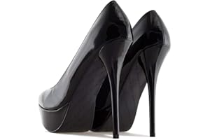 Andrés Machado - Chaussures Plateforme pour Femme/Adolescent Vernis et Simili Cuir - AM.453 - Talons Aiguille 14 cm - Plateforme 3 cm - Petites et Grandes Pointures 32/35-42/45