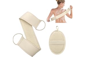 MIRKUZI Natural Loofah Sponge Exfoliating Set, Removable Long Towel, Loofah Cleansing Bath Towel, Loofah Wet Wipes