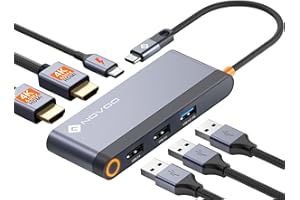 ‎NOVOO NOVOO USB C Docking Station 4K@60Hz Dual HDMI USB C Hub Adapter with 2 HDMI 4K @ 60Hz, PD 100W Fast Charging, 3X USB-A for MacBook Pro M2, Dell, HP, Lenovo, Surface and More Type C Devices