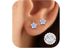 Adramata Orecchini Bambina Argento 925 Orecchini con Borchie Orecchini Ragazza Donna Carino Orecchini a Farfalla Fiore Stella Cuore Piccolo Orecchini Bambina Anallergici Gioielli Bambina